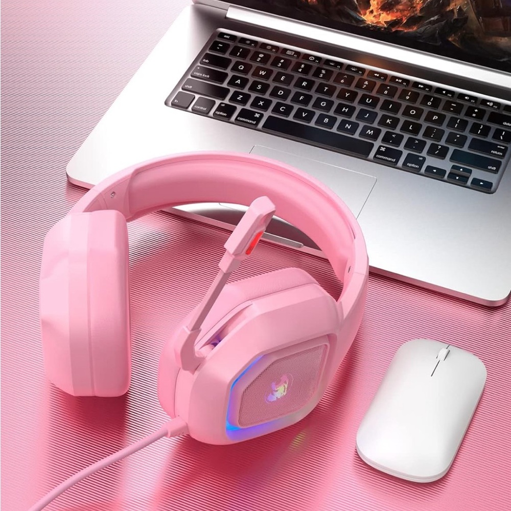 Sleek Pink On-Ear Headphones with Mic